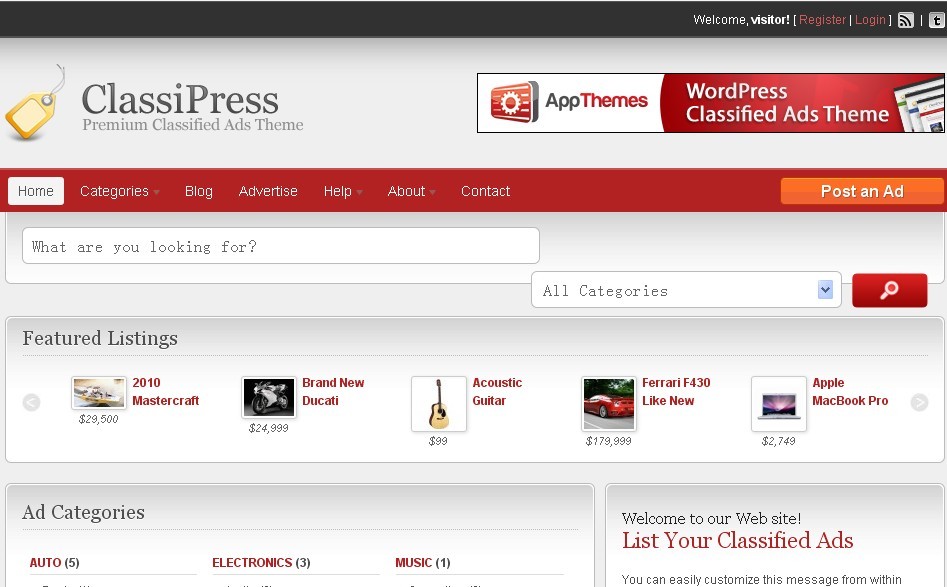 Wordpress分类信息推荐类主题 - Classipress