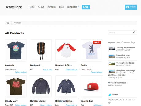 WooThemes wordpress网店主题 - Whitelight WooCommerce