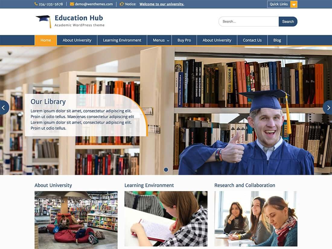 Education Hub 一款免费的干净优雅的 WordPress 教育主题