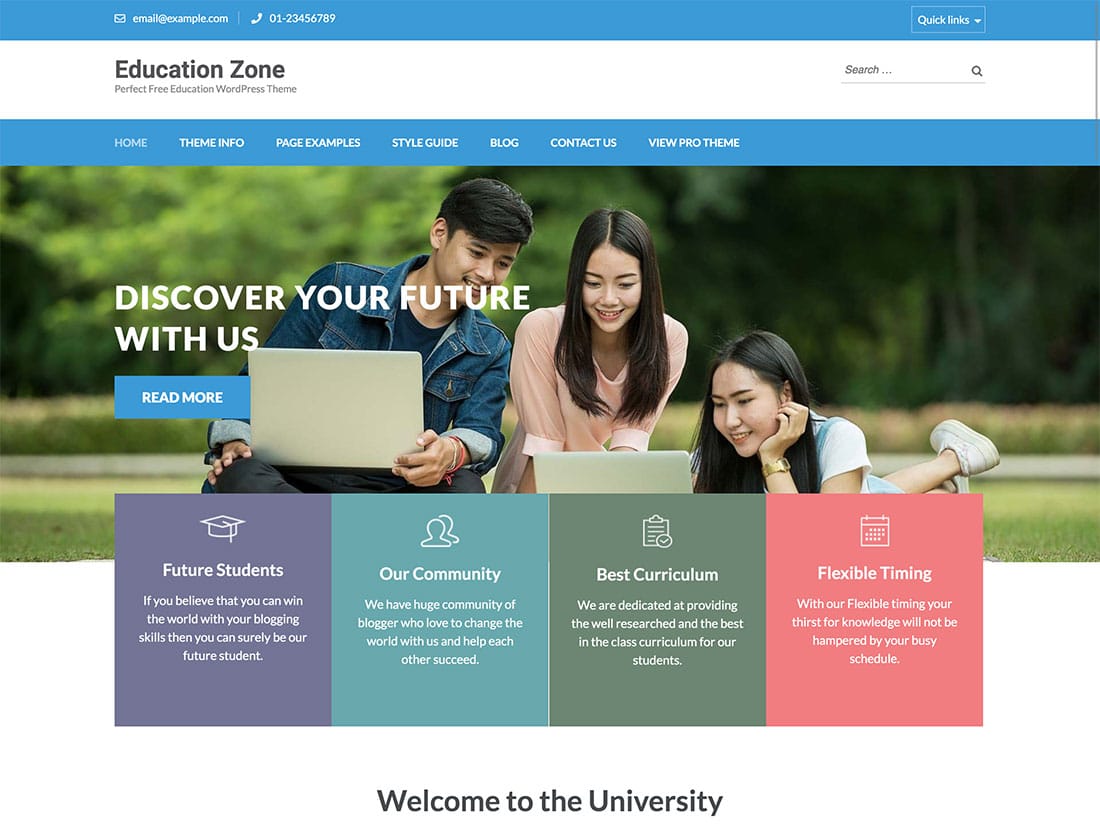 Education Zone 一款专为教育机构设计的免费WordPress 主题