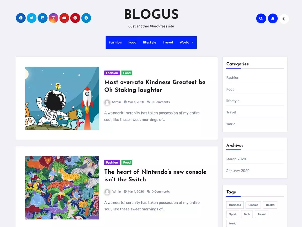 Blogus 现代的响应新闻杂志WordPress主题